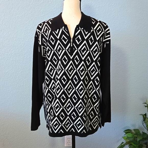 Galilei Other - GALILEI Mens Italian Black White Vintage Long Sleeve Sweater Mob Vegas Sz Large